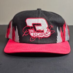 Vtg 1990s Snapback Hat Dale Earnhardt #3 Chase Racewear One Size Black Red Flame